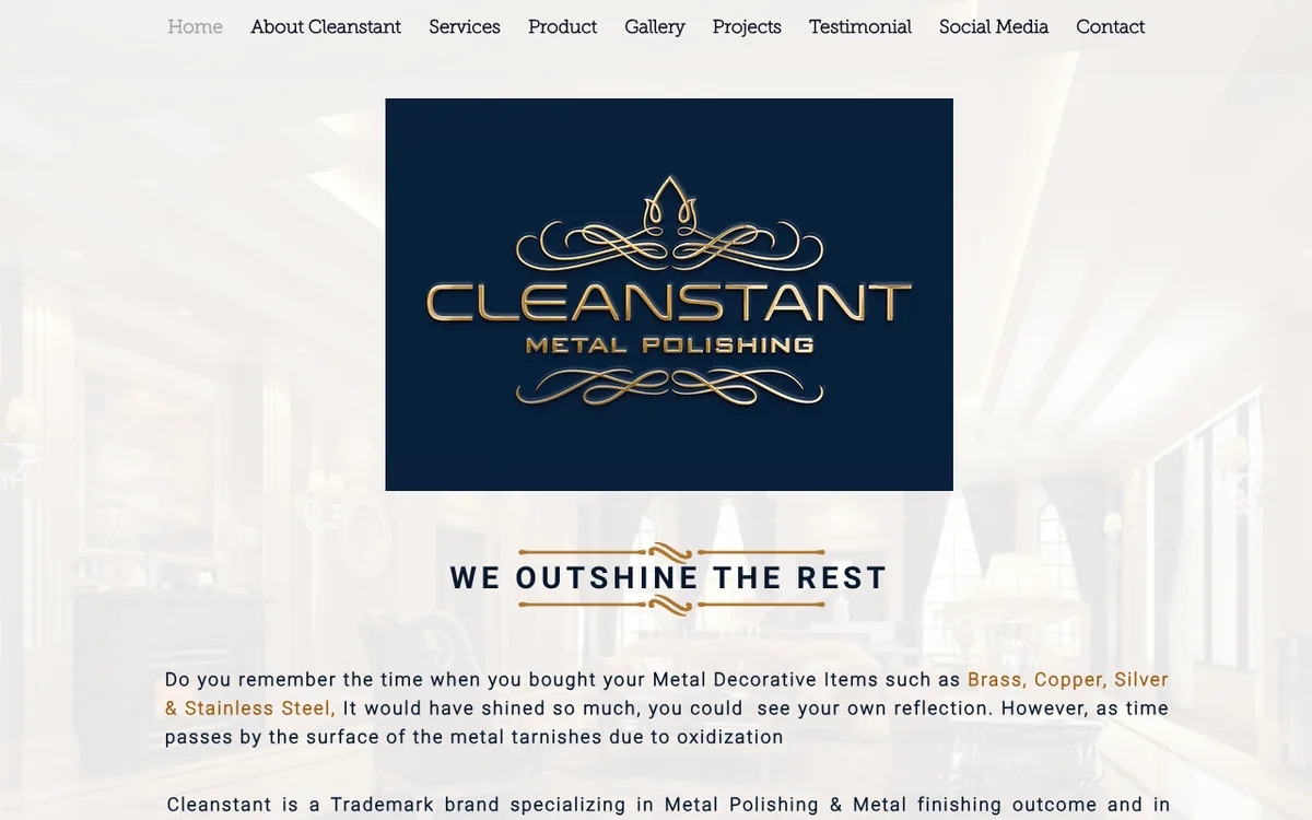 Screenshot of the linked Cleanstant website