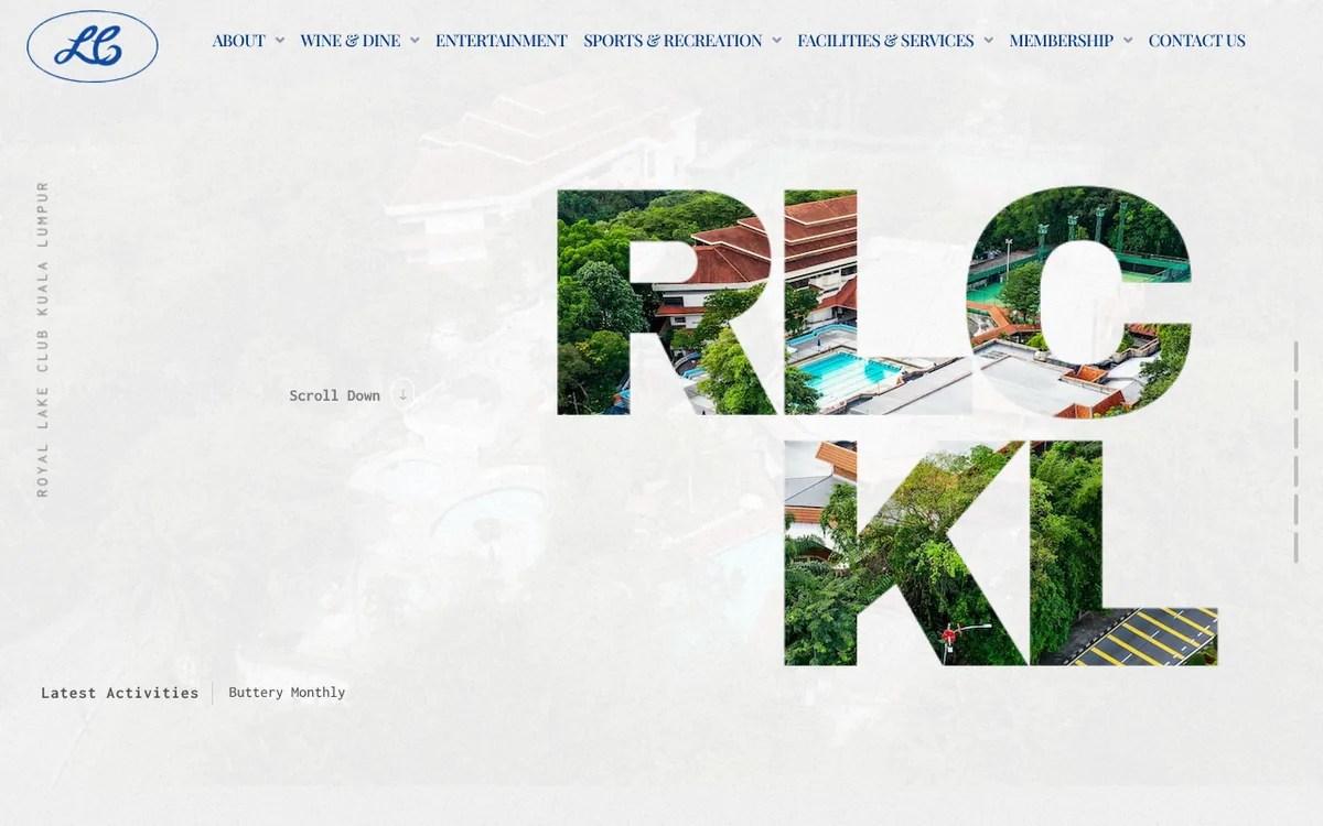 Screenshot of the linked Royal Lake Club website